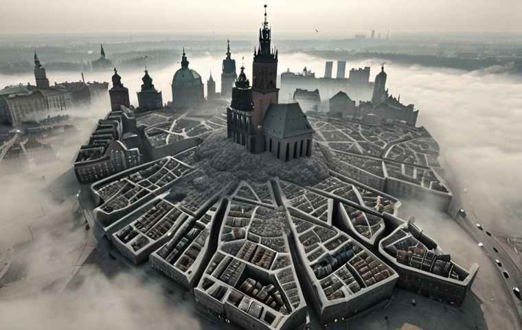 **Image Prompt:** "A map of Poland visualized as a body, lungs representing Warsaw and Krakow struggling to breathe due to smog, depicting them as diseased and damaged. Use muted, desaturated colors to emphasize the pollution. Dramatic lighting, digital art."